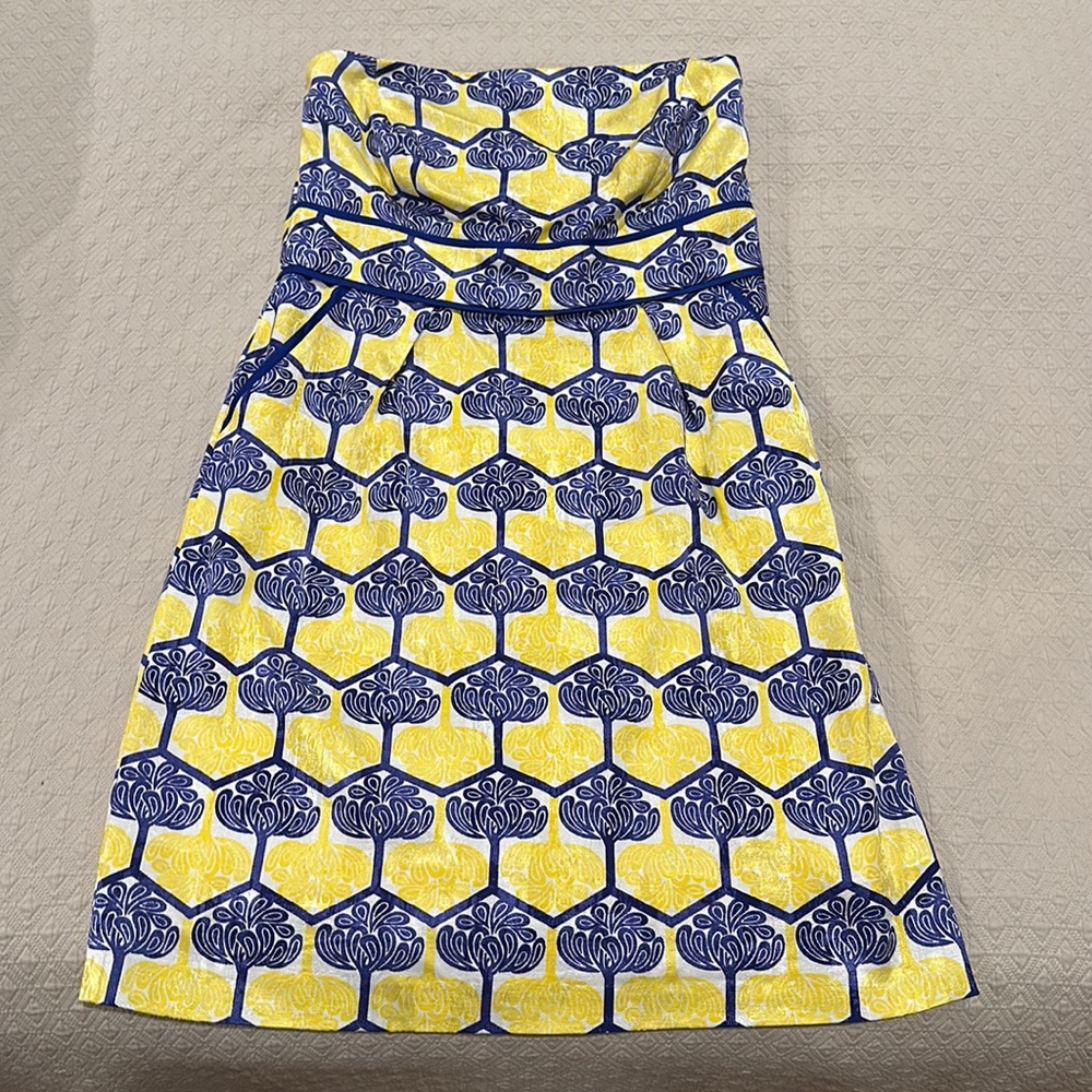 Jade strapless blue and yellow dress